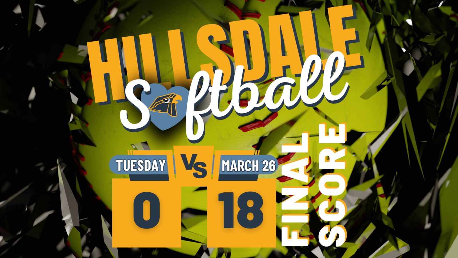 Softball: March 26 Final Score Hillsdale 18 vs. Smithville 0