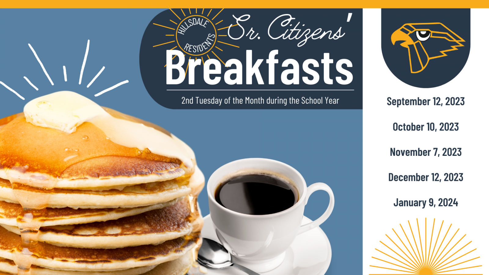 A graphic for the Senior Citizens' Breakfasts.