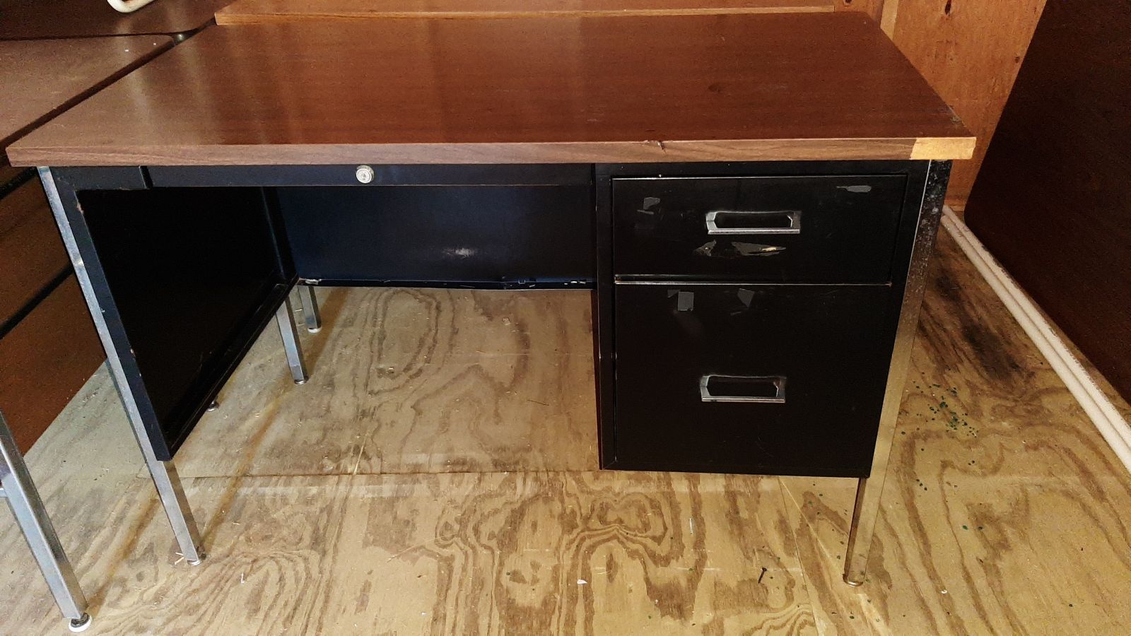 3-drawer black metal desk