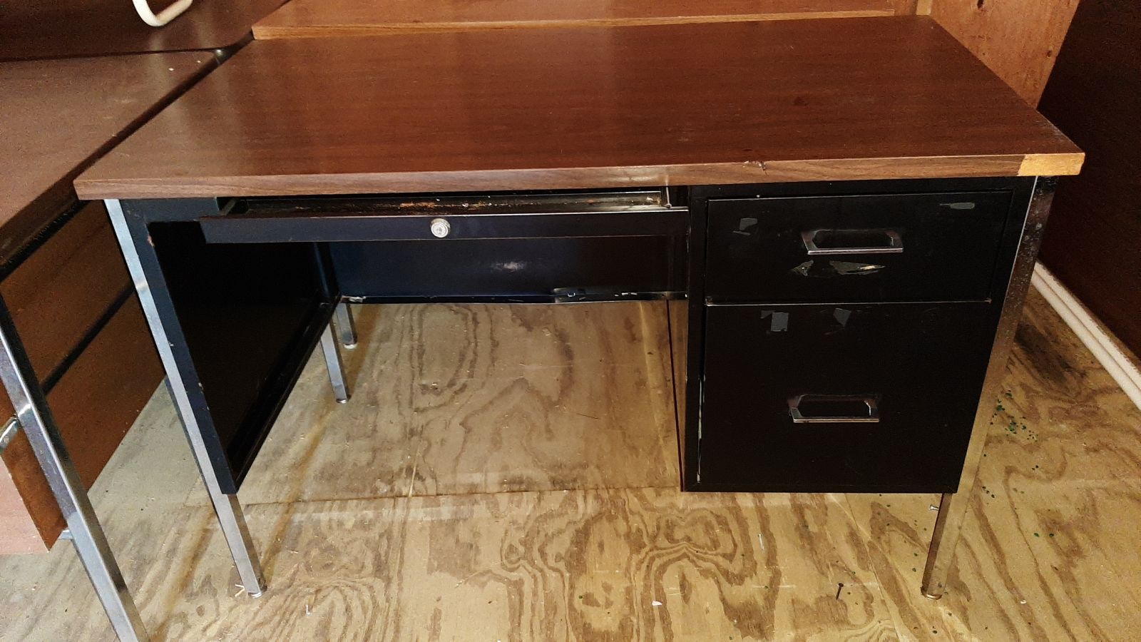 3-drawer black metal desk