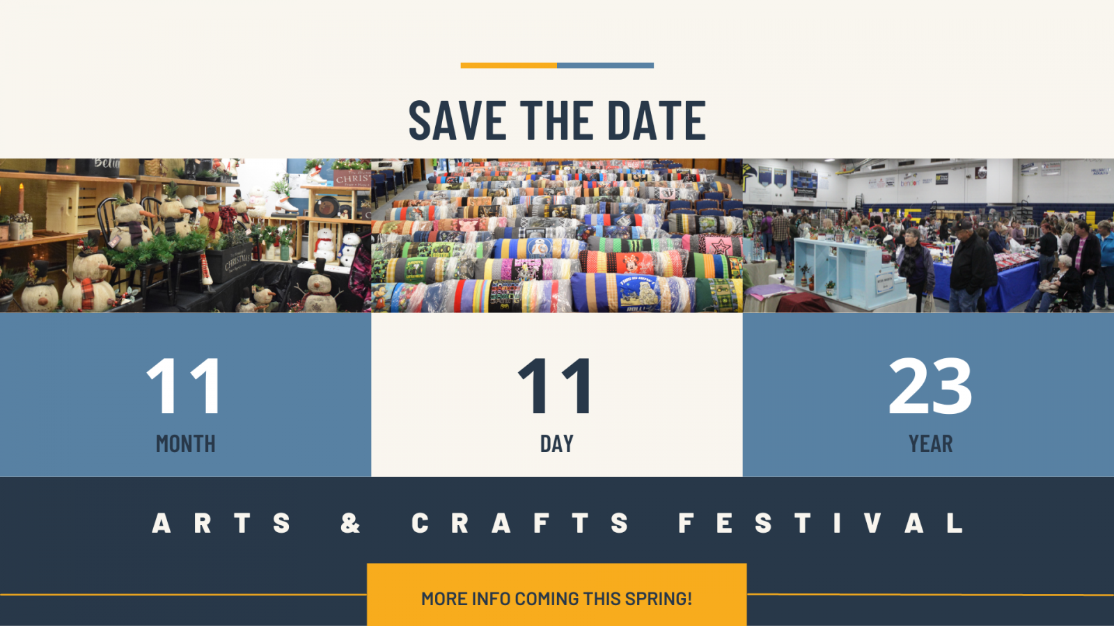 An image of the arts and crafts festival to save the date of November 11, 2023. More information to be shared this spring.
