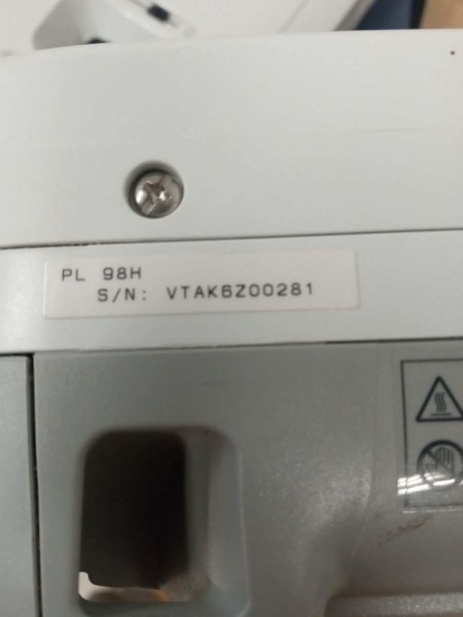 An image of the model and serial number for the Epson PowerLite 98H projector.