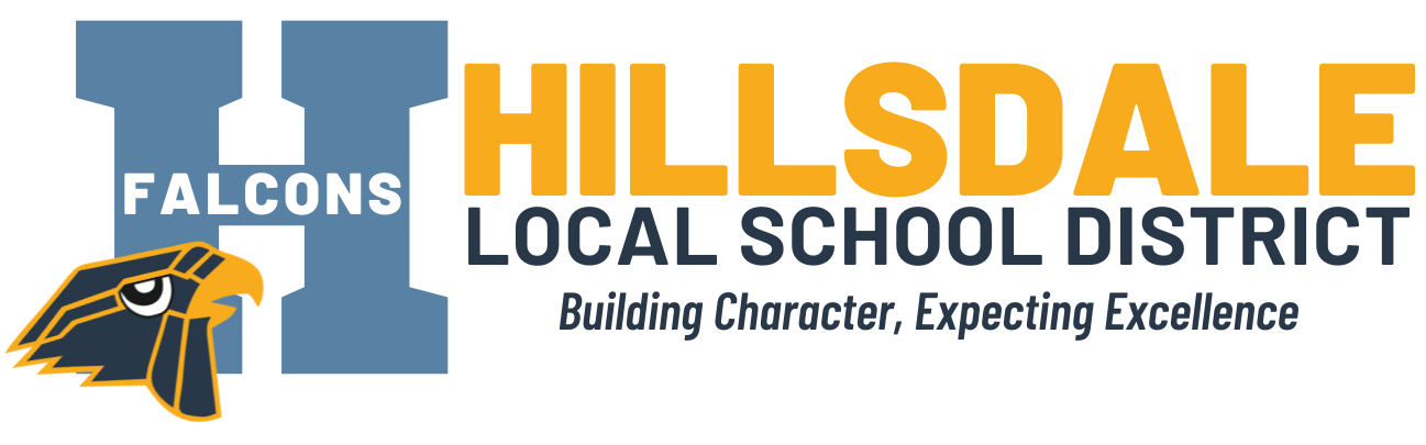 "Falcons; Hillsdale Local School District; Building Character, Expecting Excellence"