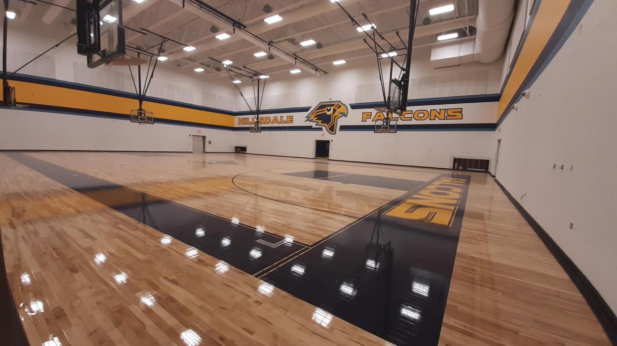 An image of the elementary gym in the new facility. 