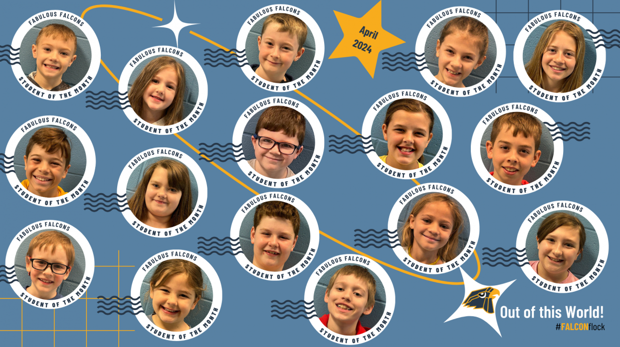 A collage image of the PK-6 Fabulous Falcons for April 2024.