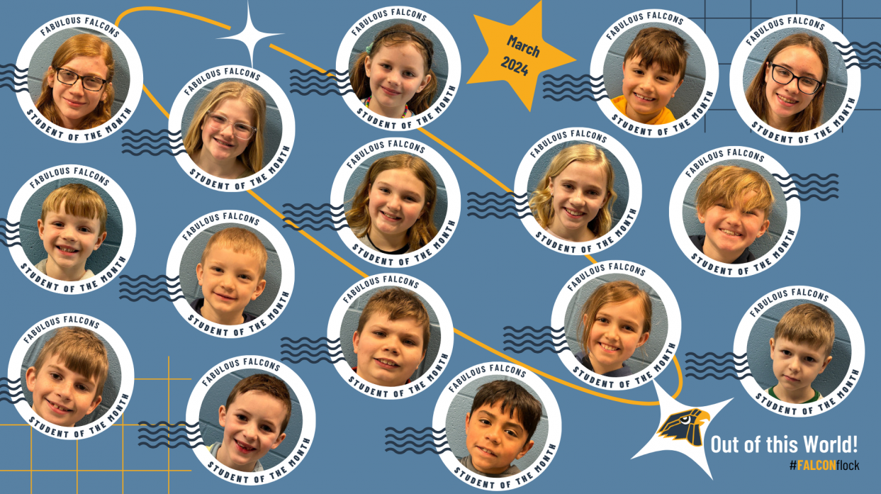 A collage image of the PK-6 Fabulous Falcons for March 2024.