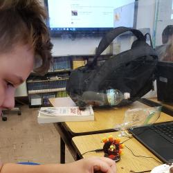 A student works on his Oreo turkey.
