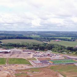 The entire school property--both existing and new facilities--are featured in this bird's-eye view.