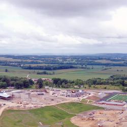 The entire school property--both existing and new facilities--are featured in this bird's-eye view.